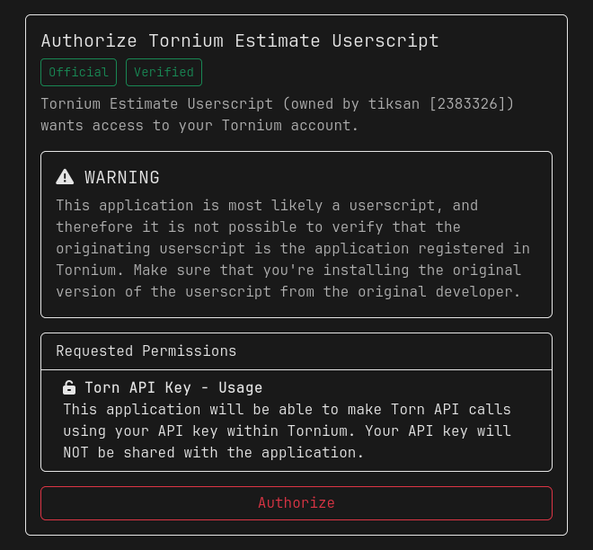 Estimate authorize