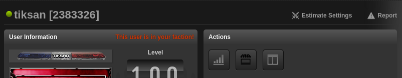 Estimate settings button